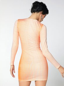 SHEIN ICON 身體熱成像印花緊身洋裝 - 橘色 - 查看 2