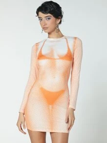 SHEIN ICON 身體熱成像印花緊身洋裝 - 橘色 - 查看 6