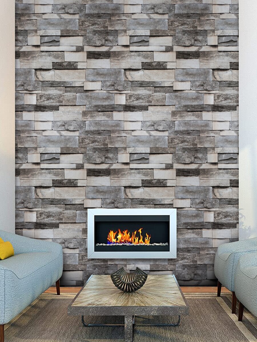 1m/3m/5m Warm Color Cultural Brick Stone Pattern Self-Adhesive Wallpaper For Cabinets, Tables, Chairs Decoration,Renovation Stickers Peel Wall Panels,Wall Paper, Wallpapers,Spring Decoration Items Refresh Your Home,Rama Decoration Stickers Gifts Birthday Graduation - Multicolor - View 1