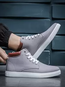 Giày thể thao nam, Giày vải buộc dây phía trước hai tông màu - Xám - Xem 2