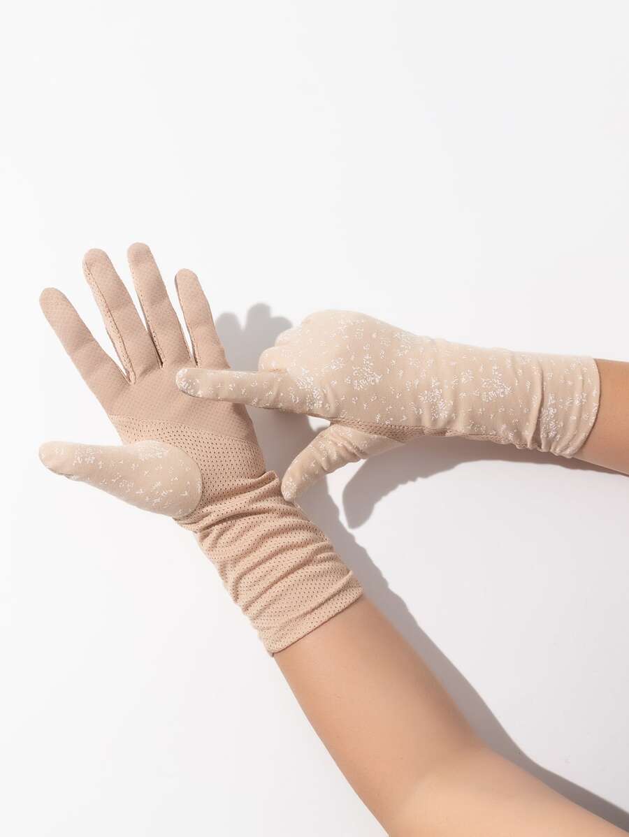 滿版圖案手套 - 杏色 - 查看 1