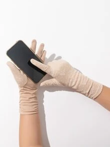 滿版圖案手套 - 杏色 - 查看 3