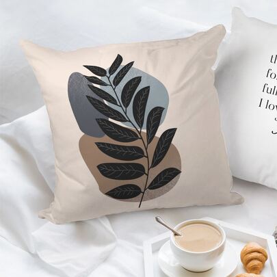 Leaf Print Cushion Cover Without Filler
