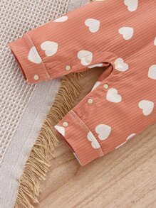 Áo liền quần Em bé Xù Tim Tất cả trên in - Màu Cam san hô - Xem 4