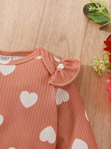 Áo liền quần Em bé Xù Tim Tất cả trên in - Màu Cam san hô - Xem 5