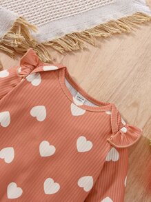 Áo liền quần Em bé Xù Tim Tất cả trên in - Màu Cam san hô - Xem 6