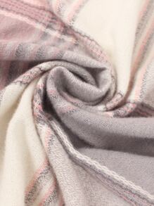 優雅格紋圖案流蘇邊圍巾，適用於日常休閒穿著 - 彩色 - 查看 4