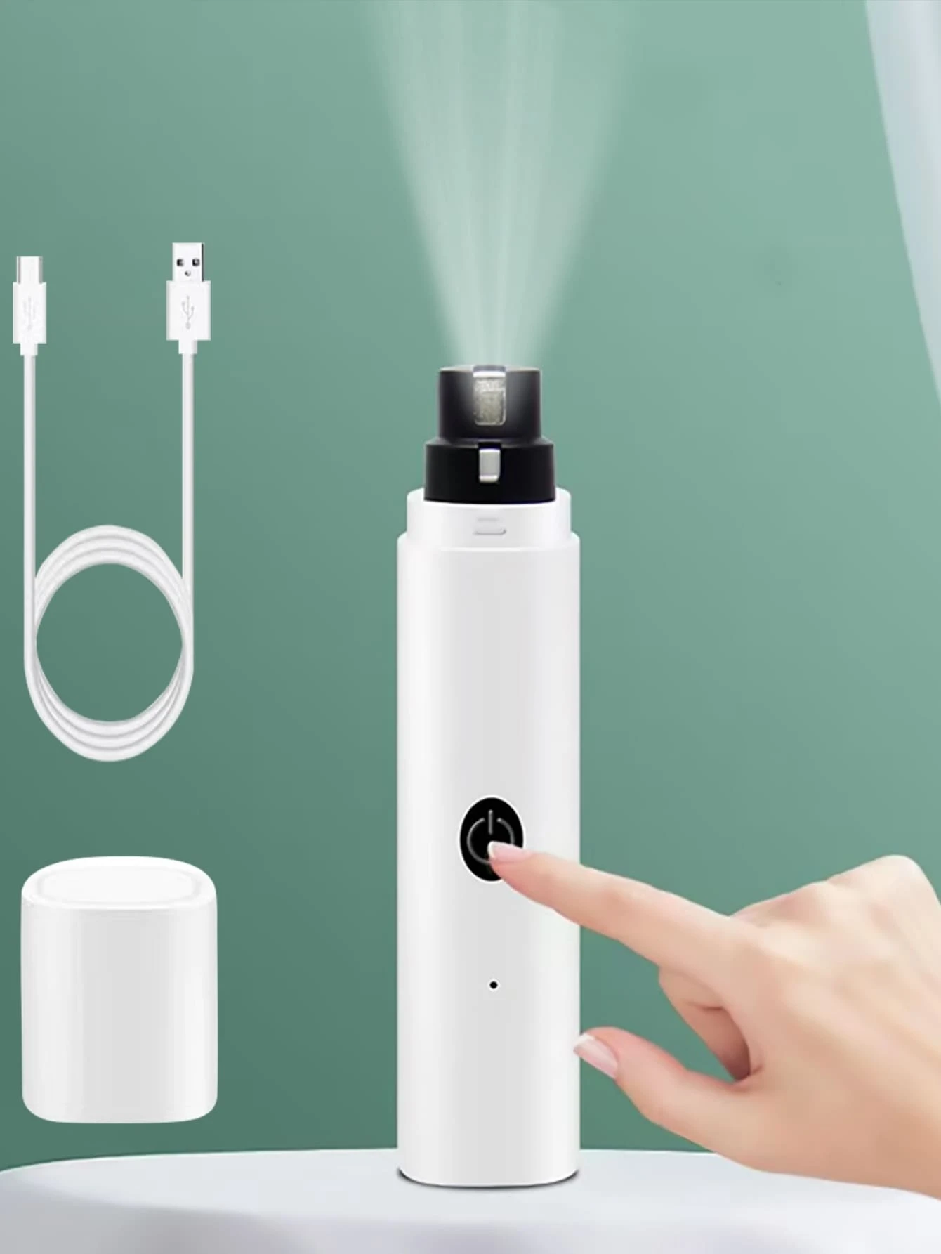 1pc 2-Speed Electric Rechargeable Pet Nail Grinder With LED Light - Black and White - View 1