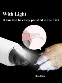1pc 2-Speed Electric Rechargeable Pet Nail Grinder With LED Light - Black and White - View 4