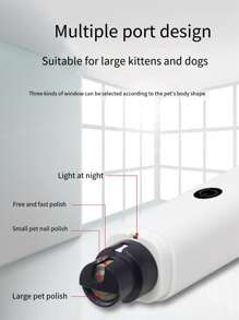 1pc 2-Speed Electric Rechargeable Pet Nail Grinder With LED Light - Black and White - View 5