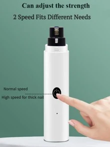 1pc 2-Speed Electric Rechargeable Pet Nail Grinder With LED Light - Black and White - View 6