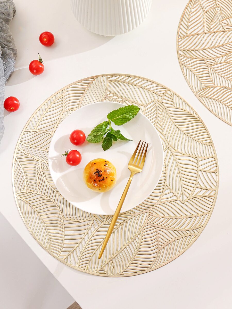 1pc Rỗng ra lá thiết kế mat - Vàng - Xem 1