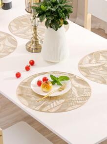 1pc Rỗng ra lá thiết kế mat - Vàng - Xem 2