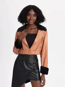 Rossella Logiurato Designer Contrast Collar Belted Detail Jacket, For Holiday - Coral Orange - View 5