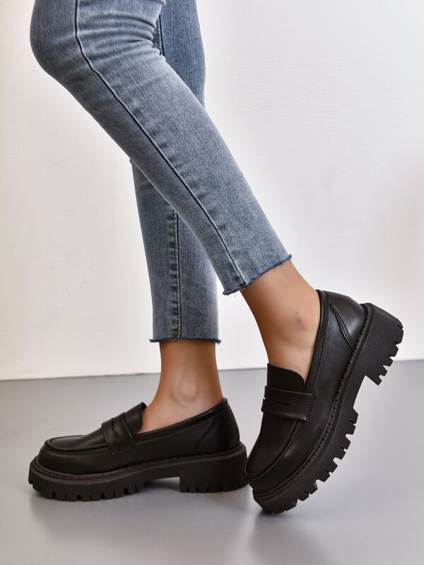 Minimalist SlipOn Flatform Penny Loafers SHEIN USA