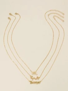 3 件/套天蠍座星座項鍊,包括符號、天空圖和字母設計