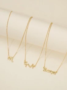 3 件/套天蠍座星座項鍊,包括符號、天空圖和字母設計