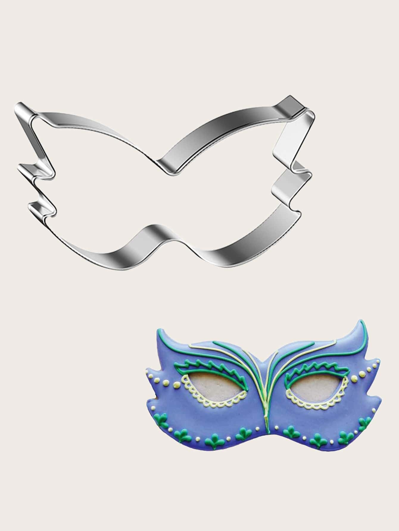 1pc Thiết kế che mắt Dao cắt bánh quy bằng thép không gỉ - Bạc - Xem 1