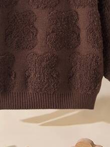 Toddler Boys Solid Crew Neck Jumper - Coffee Brown - View 5