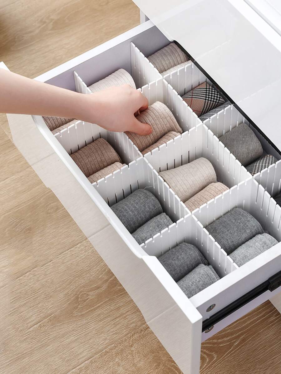 4 piezas Divisor de cajón de plástico - Blanco - Ver 1