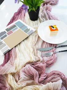 1入組撞色長方桌布 - 彩色 - 查看 3