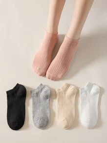5pairs Solid Ankle Socks - Multicolor - View 2