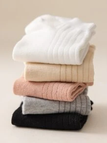 5pairs Solid Ankle Socks - Multicolor - View 3