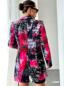 SHEIN LUNE 標語圖案紮染西裝外套 - 彩色 - 查看 2