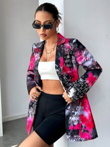 SHEIN LUNE 標語圖案紮染西裝外套 - 彩色 - 查看 4