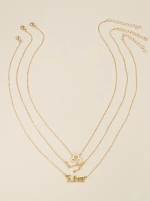 3入組天秤座字母墜飾項鍊