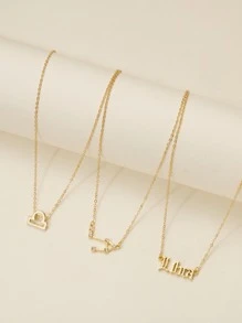 3入組天秤座字母墜飾項鍊