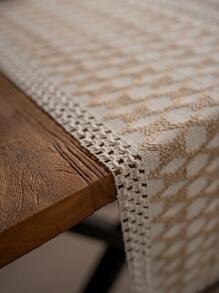 1入組幾何樣式流蘇裝飾編織長方桌布 - 彩色 - 查看 3