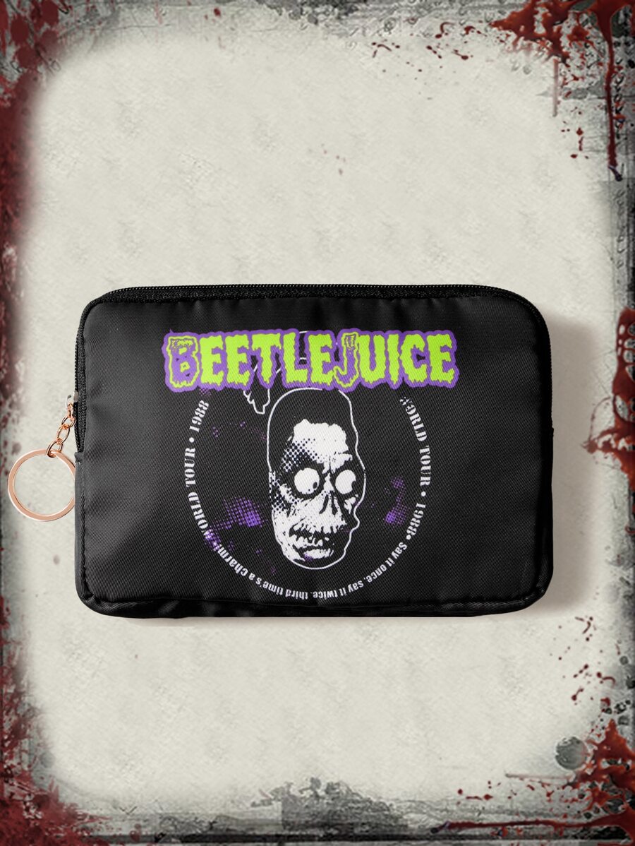 Beetlejuice | ROMWE Figure & Letter Graphic Coin Purse - Black - View 1