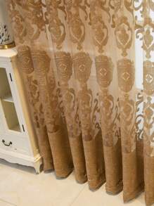 Rèm đơn bảng thêu hoa - Cà phê nâu - Xem 7