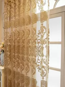 Rèm đơn bảng thêu hoa - Cà phê nâu - Xem 9