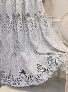 Cortina una sola pieza jacquard pluma - Gris - Ver 6