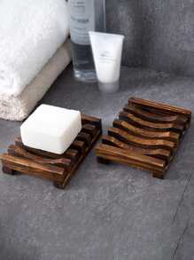 1pc Wooden Soap Dish, Vintage Soap Drain Holder For Bathroom - Ginger - View 1