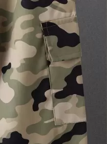 SHEIN Boys Camo Print Zip Up Hooded Jacket & Trousers Without Tee - Multicolor - View 2