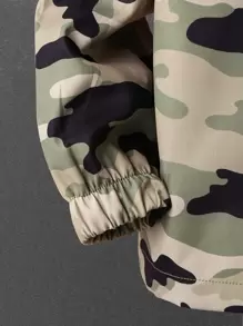 SHEIN Boys Camo Print Zip Up Hooded Jacket & Trousers Without Tee - Multicolor - View 3