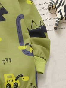 SHEIN Áo nỉ bé trai Hoạt hình Giải trí - xanh quân đội - Xem 3