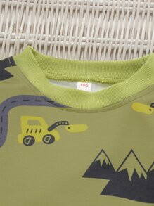 SHEIN Áo nỉ bé trai Hoạt hình Giải trí - xanh quân đội - Xem 4