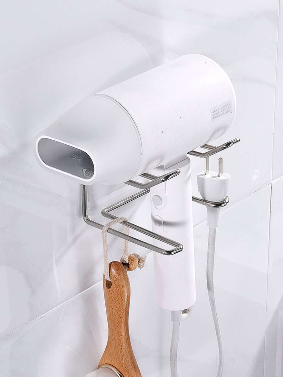 1pc Stainless Steel Hair Dryer Holder - Silver - View 1