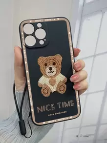 Bear Print Phone Case With Lanyard - Multicolor - View 2