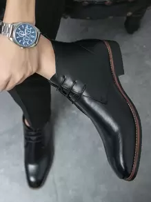 Giày boot nam màu trơn Không có dây kéo - màu đen - Xem 1