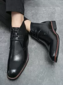 Giày boot nam màu trơn Không có dây kéo - màu đen - Xem 3