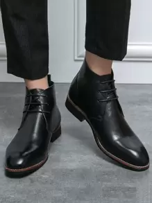 Giày boot nam màu trơn Không có dây kéo - màu đen - Xem 4
