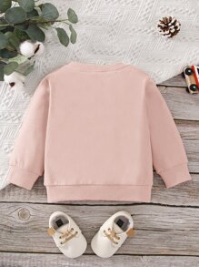 Baby Boy Solid Round Neck Sweatshirt - Pink - View 2