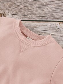Baby Boy Solid Round Neck Sweatshirt - Pink - View 4