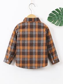 SHEIN Áo sơ mi bé trai Túi Nút phía trước Sọc ca rô Giải trí - Nhiều màu - Xem 2