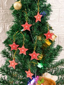 5pcs Christmas Tree Star Decoration - Red and White - View 1